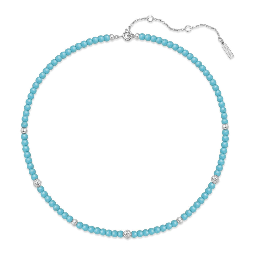 Silver Lab Created Turquoise Necklace N063-03H