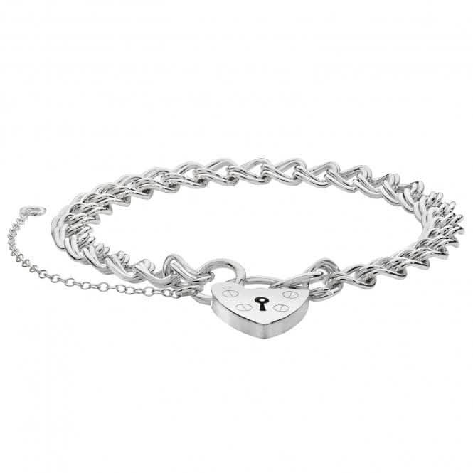 Acotis Silver Charm Bracelet With Heart Padlock G2089