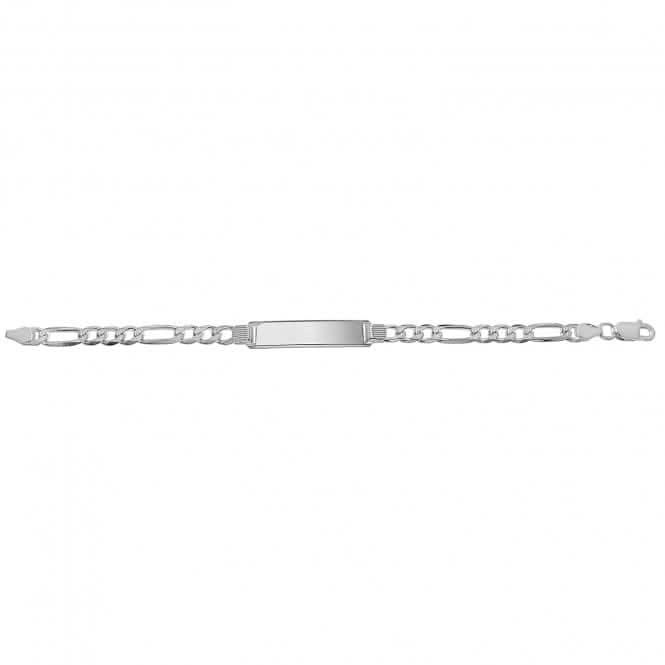Acotis Silver Id Bracelet Figaro Pave G2106