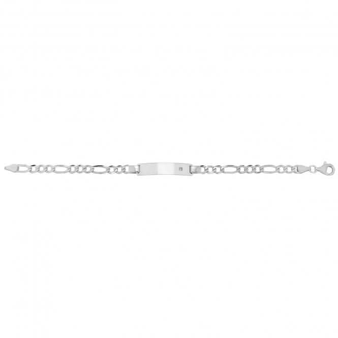 Silver Ladies Figaro Zirconia Set Id Bracelet G2232Acotis Silver JewelleryTH - G2232