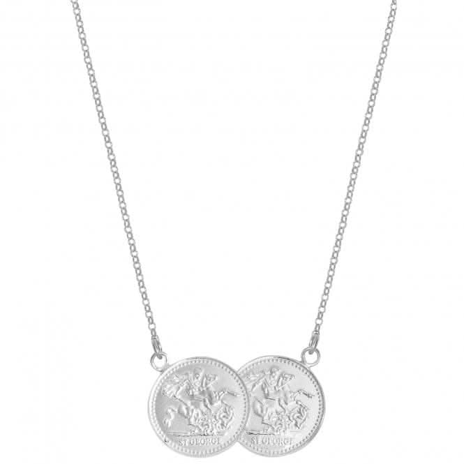 Silver Ladies Half Double Sovereign Coin Necklace G3301HAcotis Silver JewelleryTH - G3301H