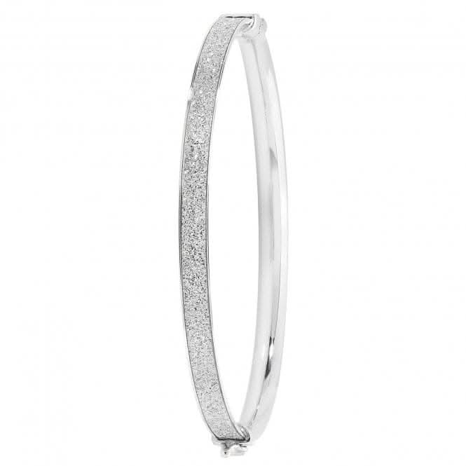 Acotis Silver Bangle Oval Moondust Hinged G4339