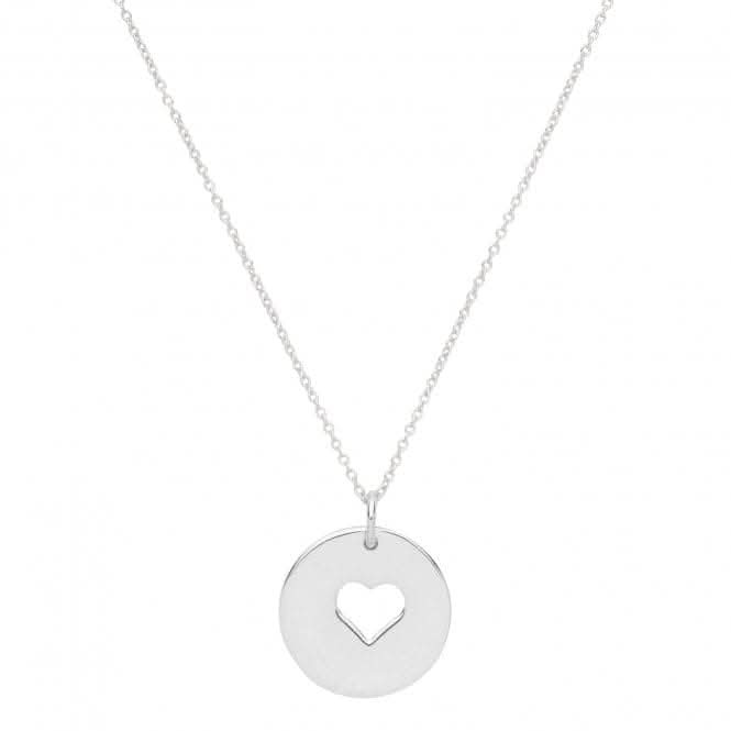 Acotis Silver Necklace Rhodium Plated Disc With Heart G3381