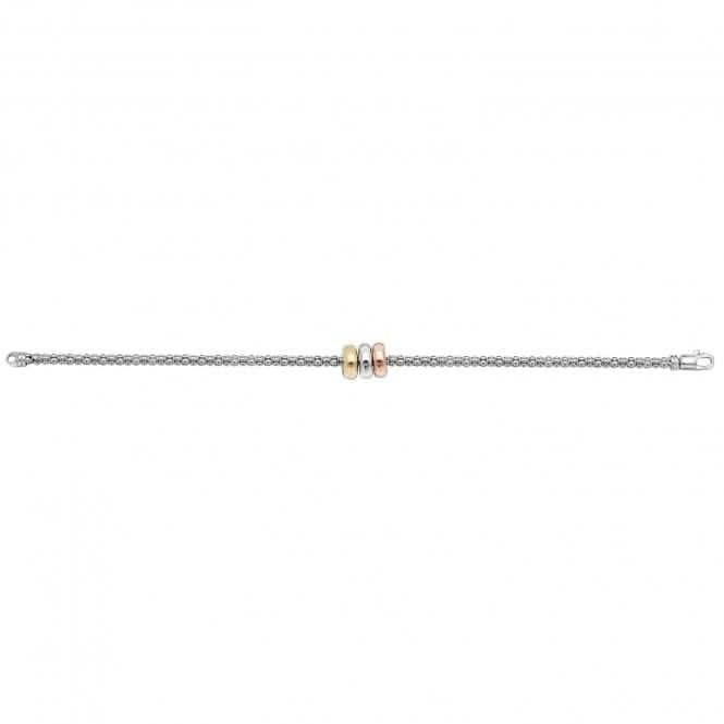 Acotis Silver Rings Bracelet Rhodium Plated Mesh & Gold Plated G3261B