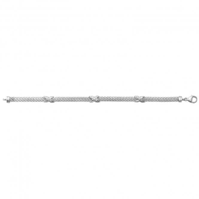 Acotis Silver Bracelet Rhodium Plated Mesh Zirconia Set G3198B