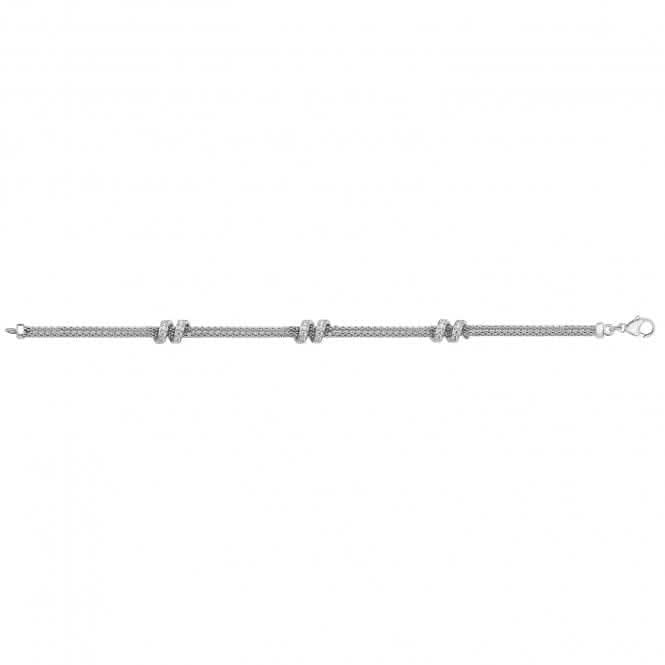 Acotis Silver Bracelet Rhodium Plated Mesh Zirconia Set G3252B