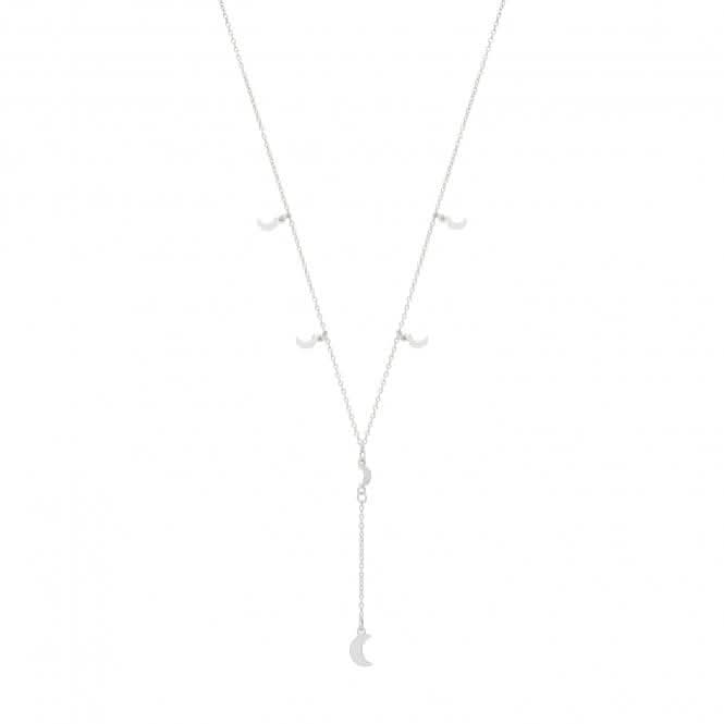 Silver Ladies rhodium Plated Moon Charms Necklace G3374Acotis Silver JewelleryTH - G3374