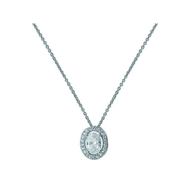 Silver Ladies rhodium Plated Zirconia Pendant On Chain G3288Acotis Silver JewelleryTH - G3288