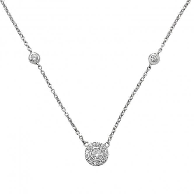 Acotis Silver Necklace Rhodium Plated Zirconia Set G3063
