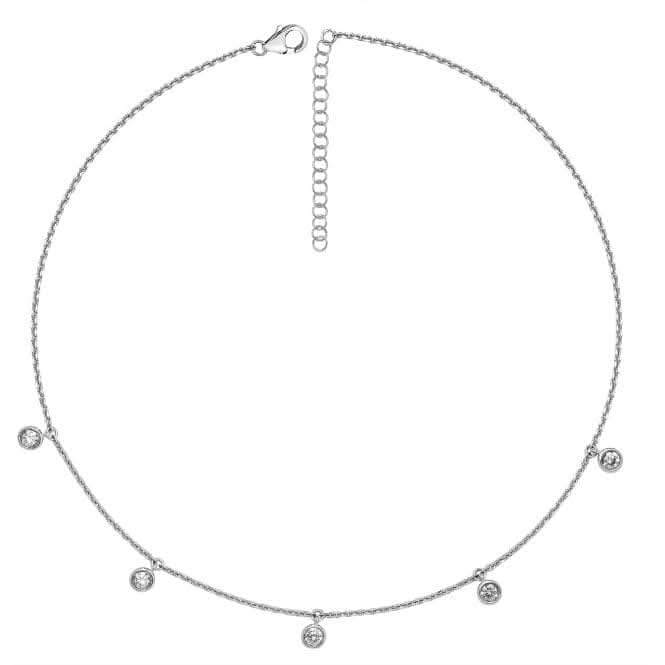 Acotis Silver Necklace Rhodium Plated Zirconia Set G3328