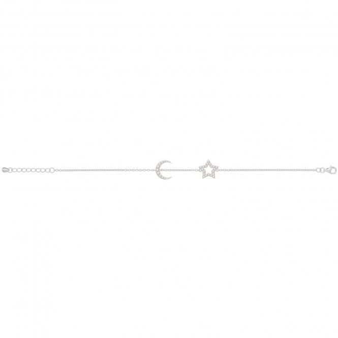Silver Ladies rhodium Star / Moon Bracelet G2700Acotis Silver JewelleryTH - G2700