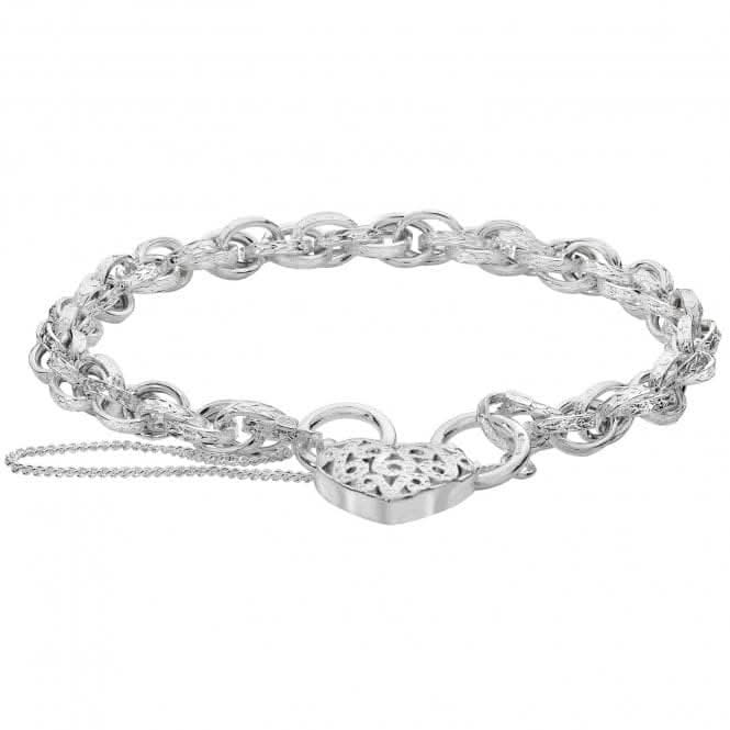 Acotis Silver Charm Bracelet Victorian With Heart Padlock G2337