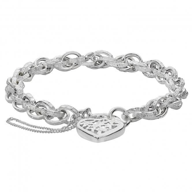 Acotis Silver Charm Bracelet Victorian With Heart Padlock G2338