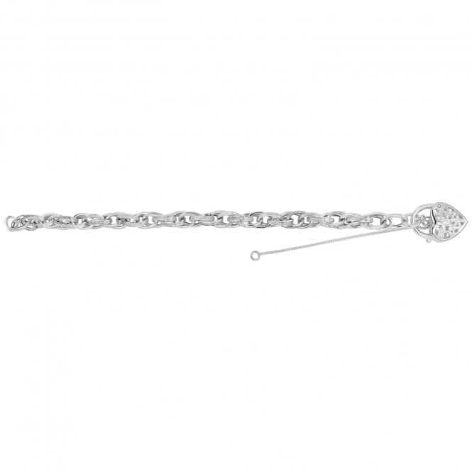 Acotis Silver Charm Bracelet Victorian With Heart Padlock G2339