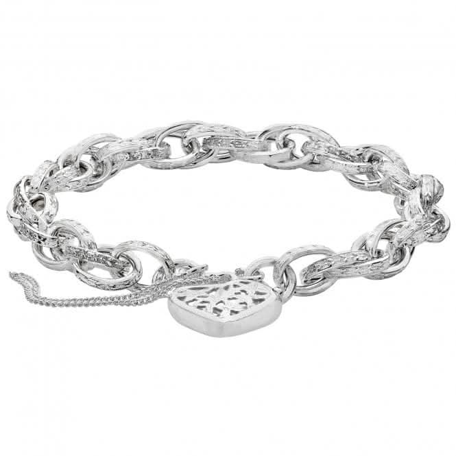Acotis Silver Charm Bracelet Victorian With Heart Padlock G2339