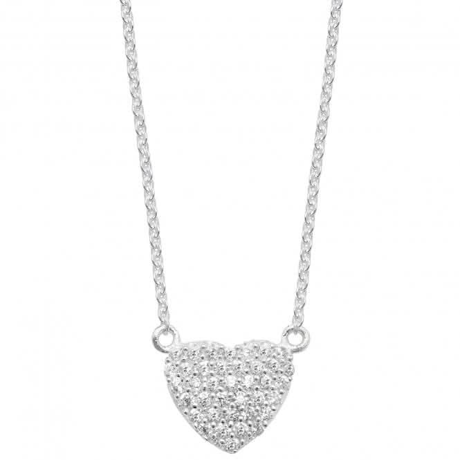 Acotis Silver Pendant On Chain Zirconia Heart G3315