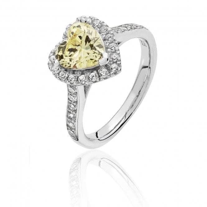Silver & Co Large Claw Set Heart Shape Halo Style Cubic Zirconia Ring SRG0024YZ