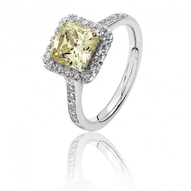 Silver & Co Large Claw Set Square Halo Style Cubic Zirconia Ring SRG0014YZ