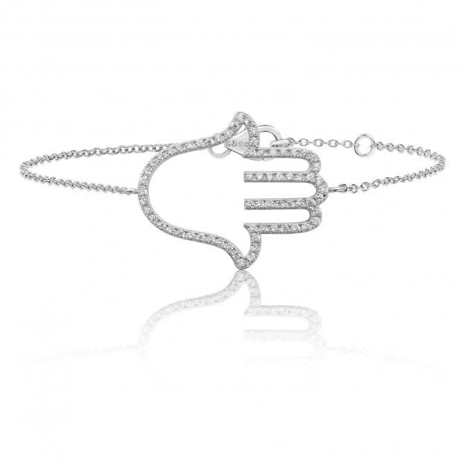Silver Large Fine Open Hamsa Cubic Zirconia Bracelet SBG0029CZSilver & CoSBG0029CZ