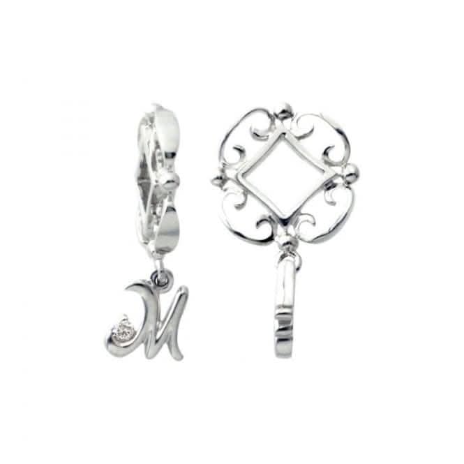 Silver M Initial Dangle Charm S212D