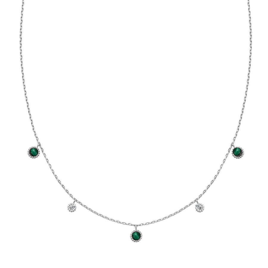 Silver Malachite Station Necklace N064-03H