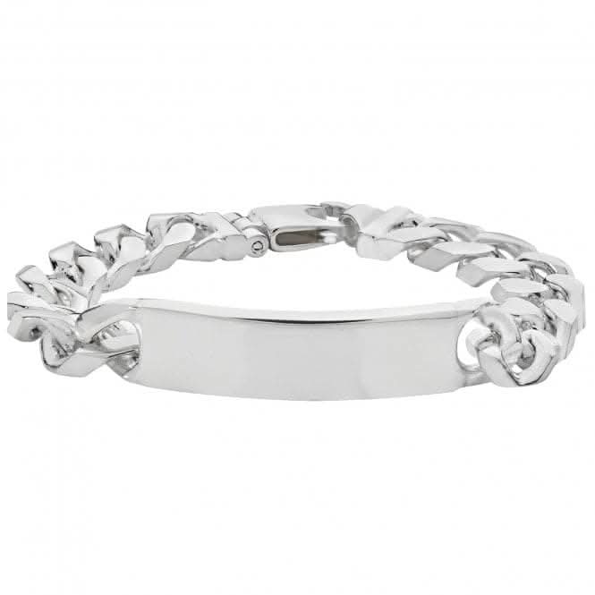 Acotis Silver Id Bracelet Men's Curb Bombe G2119