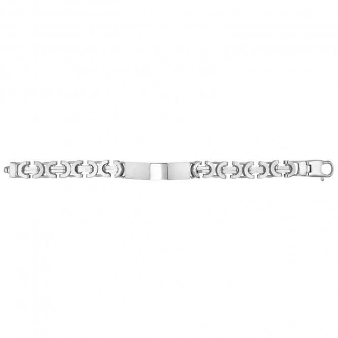 Acotis Silver Id Bracelet Men's Flat Byzantine G2123