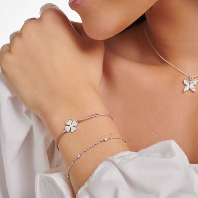 Silver Nylon Beige Bracelet LS120-173-19-L20V