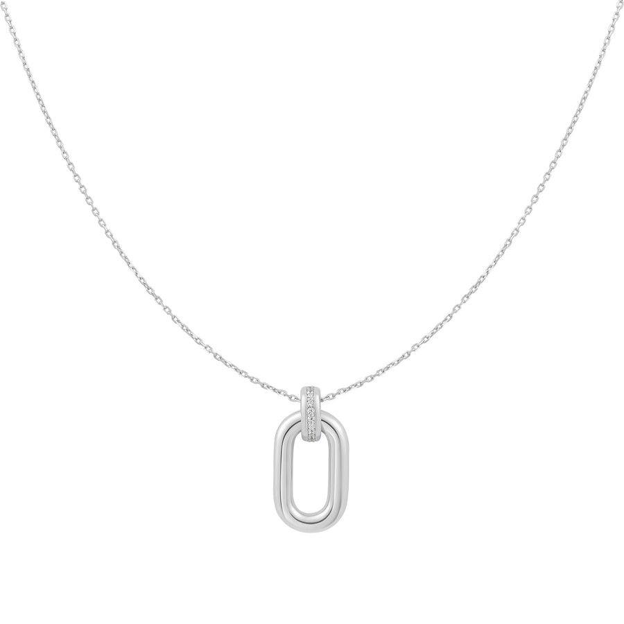 Silver Oval Hoop Pendant Necklace N062-01H