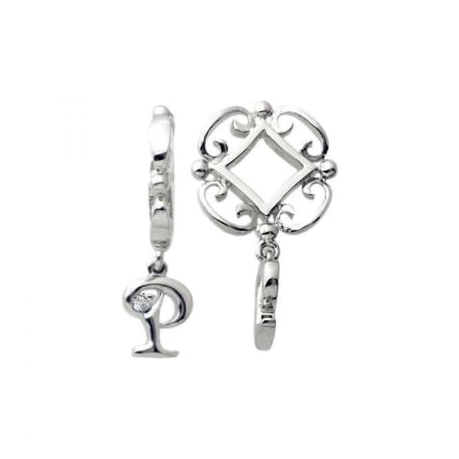 Silver P Initial Dangle Charm S215D