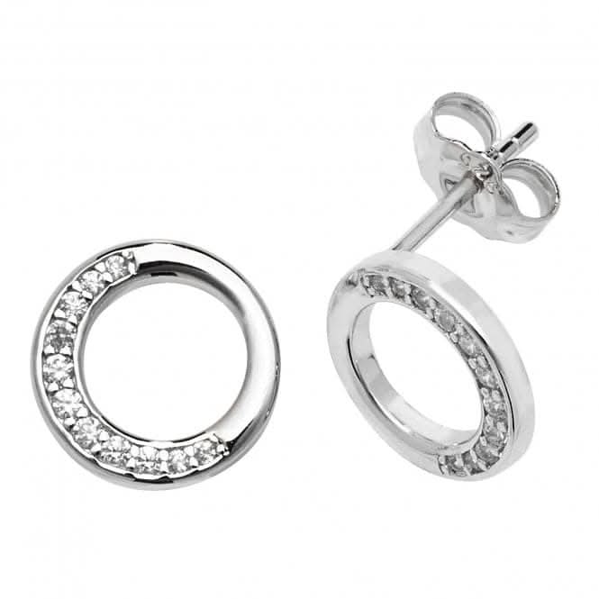 Silver & Co Partial Set Halo Circle Cubic Zirconia Earrings SEG0082