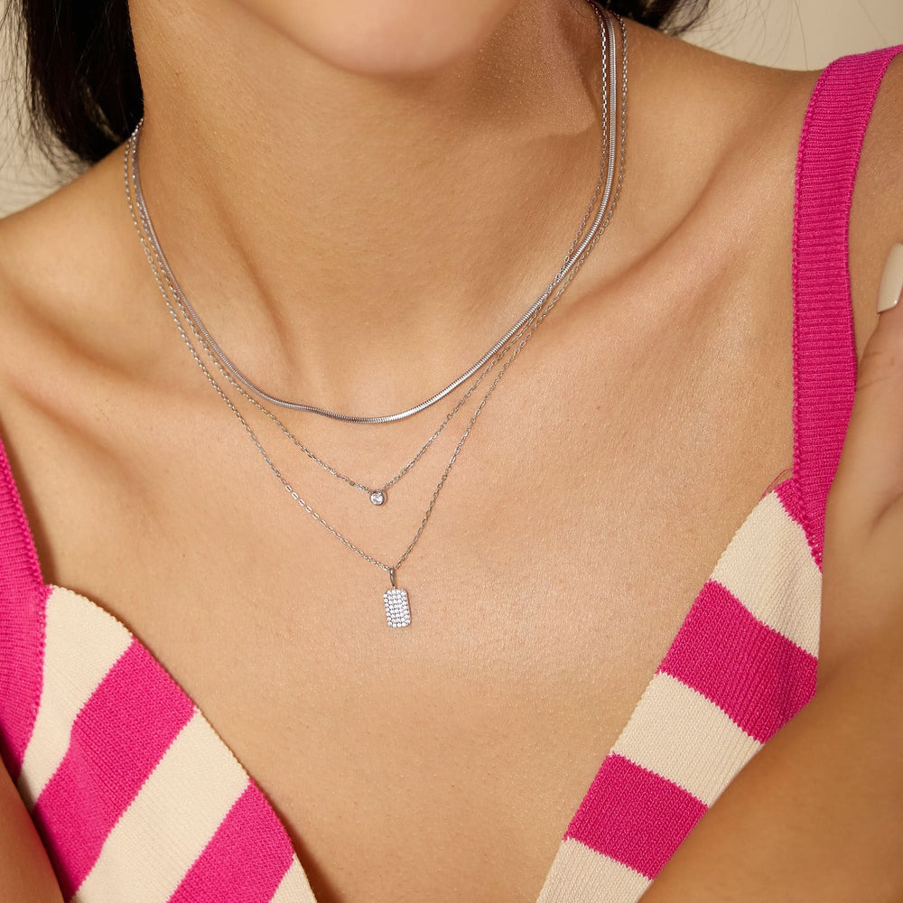 Silver Pavé Pendant Necklace N064-01H