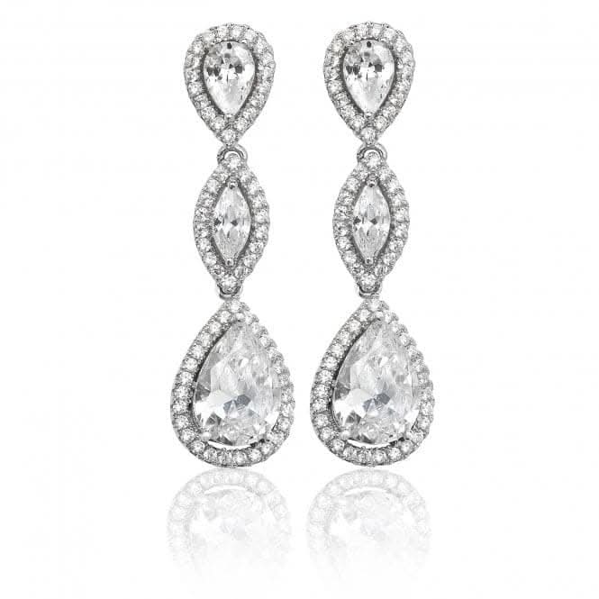 Silver & Co Pear Marquise Shape Halo Cubic Zirconia Drop Earrings SEG0037CZ