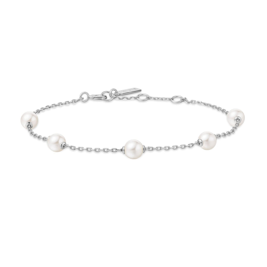 Silver Pearl Station Bracelet B065-01H