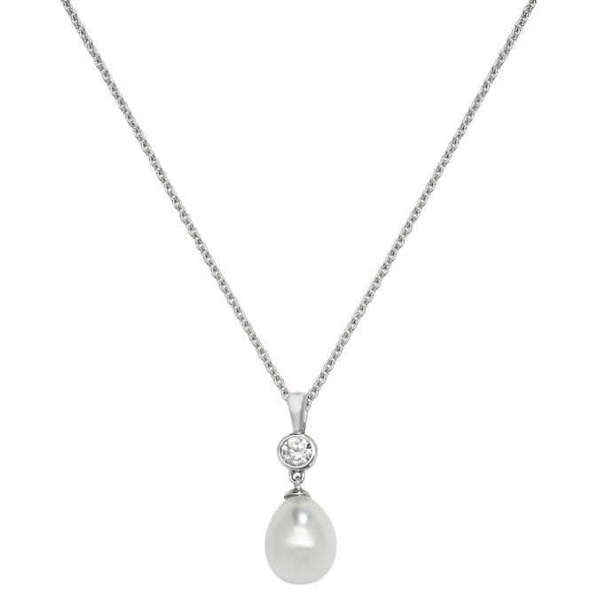 Silver Pearl+Cz rhodium Plated Pendant G6971Acotis Silver JewelleryTH - G6971