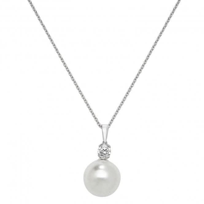 Silver Pearl+Cz rhodium Plated Pendant G6972Acotis Silver JewelleryTH - G6972