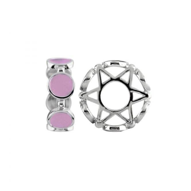Silver & Pink Enamel Circle Stacking Wheel Charm S421PNK