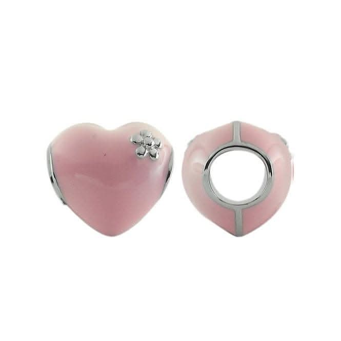 Silver Pink Enamel Heart Wheel S422PNK