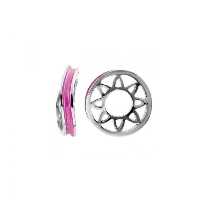 Silver & Pink Enamel Stacker Charm S428PNK