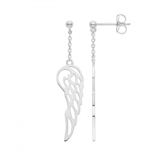 Acotis Silver Earrings Drops Rhodium Angel Wings G51290