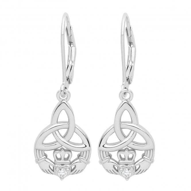 Silver rhodium Celtic Cladgh Earrings Drops G51250Acotis Silver JewelleryTH - G51250