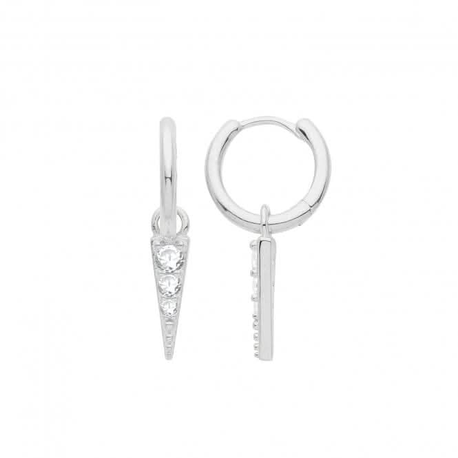 Acotis Silver Hoops Rhodium With Zirconia Set Spike G51283