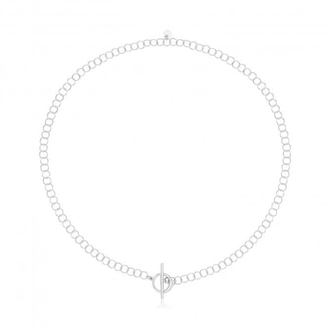 Silver rhodium Plated Circle Link T - Bar Necklace G3400rhAcotis Silver JewelleryTH - G3400rh