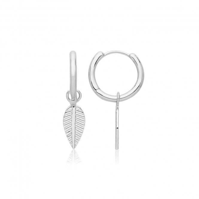 Acotis Silver Clicker Earrings Rhodium Plated Leaf G51331