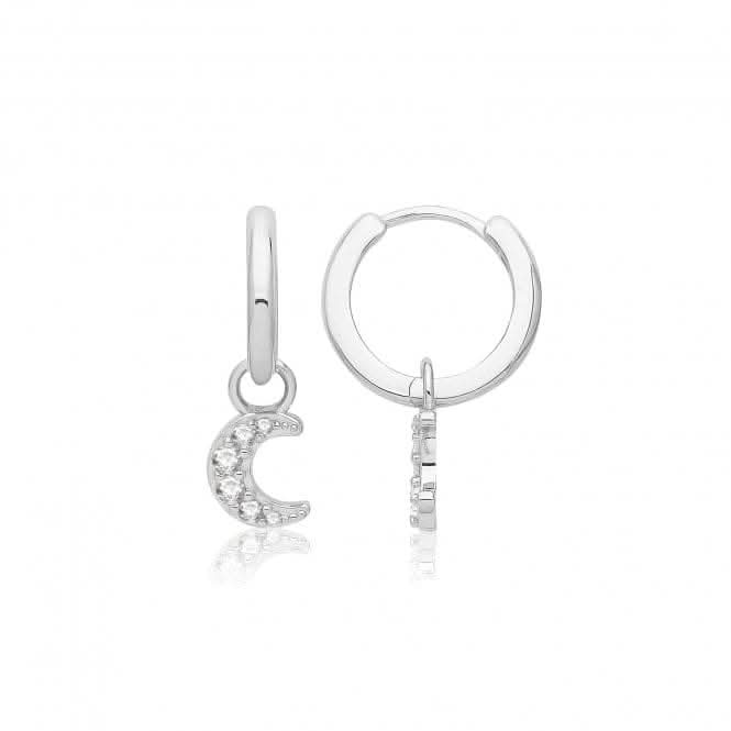Silver rhodium Plated Moon Clicker Earrings G51332Acotis Silver JewelleryTH - G51332