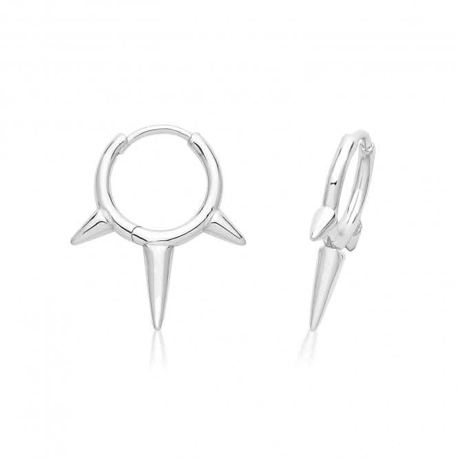 Acotis Silver Hinged Earrings Rhodium Plated Spike G51329
