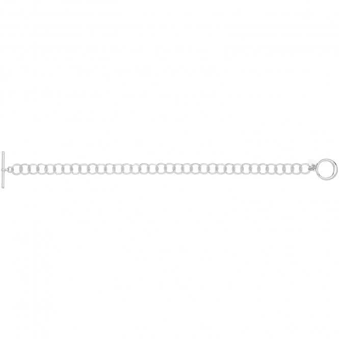 Silver rhodium Plated T - Bar Circle Link Bracelet G2703rhAcotis Silver JewelleryTH - G2703rh
