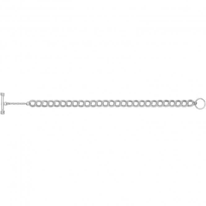 Acotis Silver Bracelet Rhodium Plated T-Bar Double Curb Link G2702rh