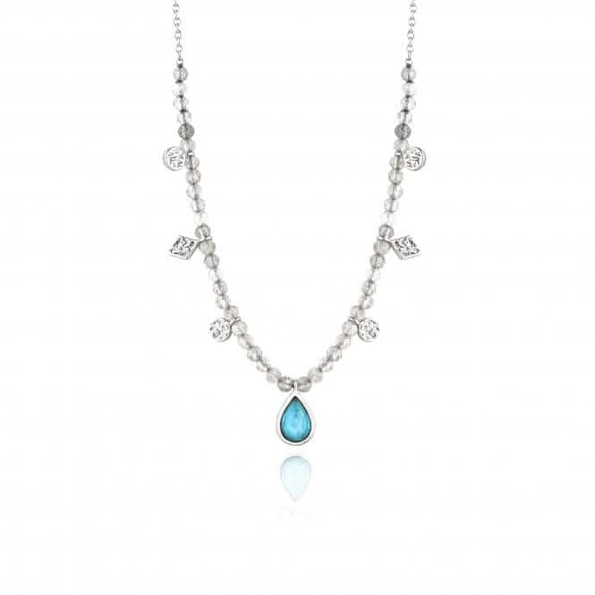 Silver Rhodium Plated Turquoise Labradorite Necklace N014 - 03HAnia HaieN014 - 03H