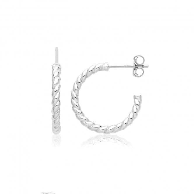 Acotis Silver Twist Hoop Earrings Rhodium Plated G51344